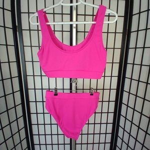 PINK Top & Bottom Bikini Scoop Neckline & Pullover Design Size XL